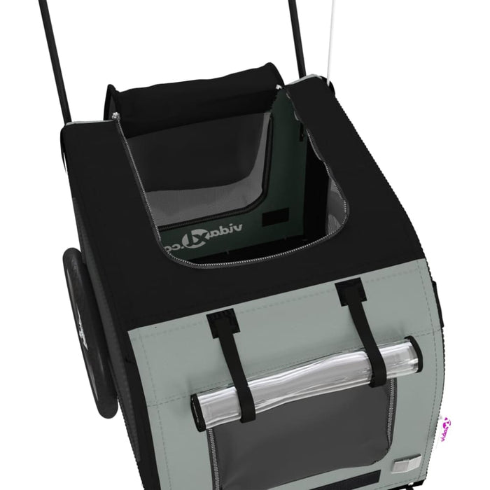 Dog Bike Trailer Black and Grey Oxford Fabric Iron Ktnlb