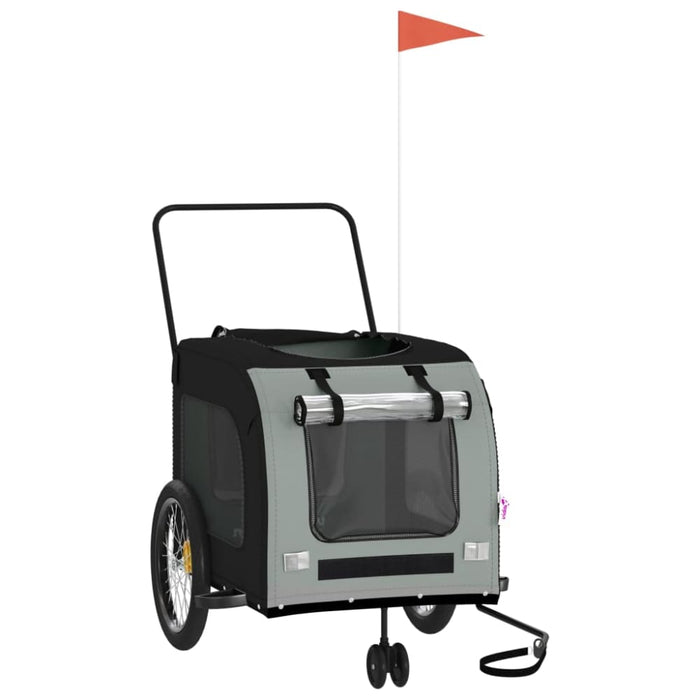 Dog Bike Trailer Black and Grey Oxford Fabric Iron Ktnlb