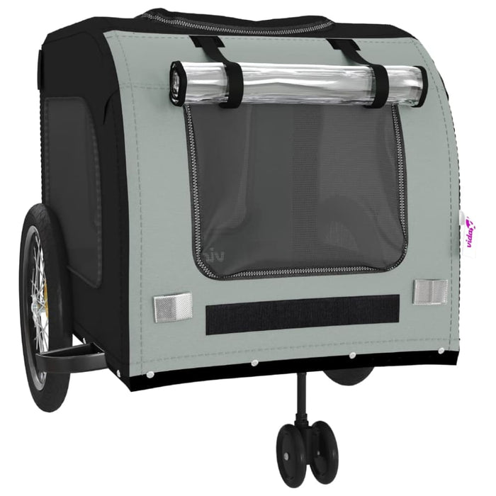 Dog Bike Trailer Black and Grey Oxford Fabric Iron Ktnlb