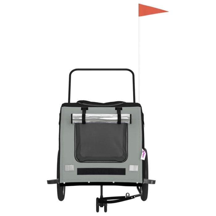 Dog Bike Trailer Black and Grey Oxford Fabric Iron Ktnlb