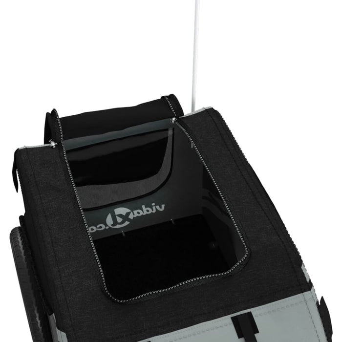Dog Bike Trailer Black and Grey Oxford Fabric Iron Ktnno