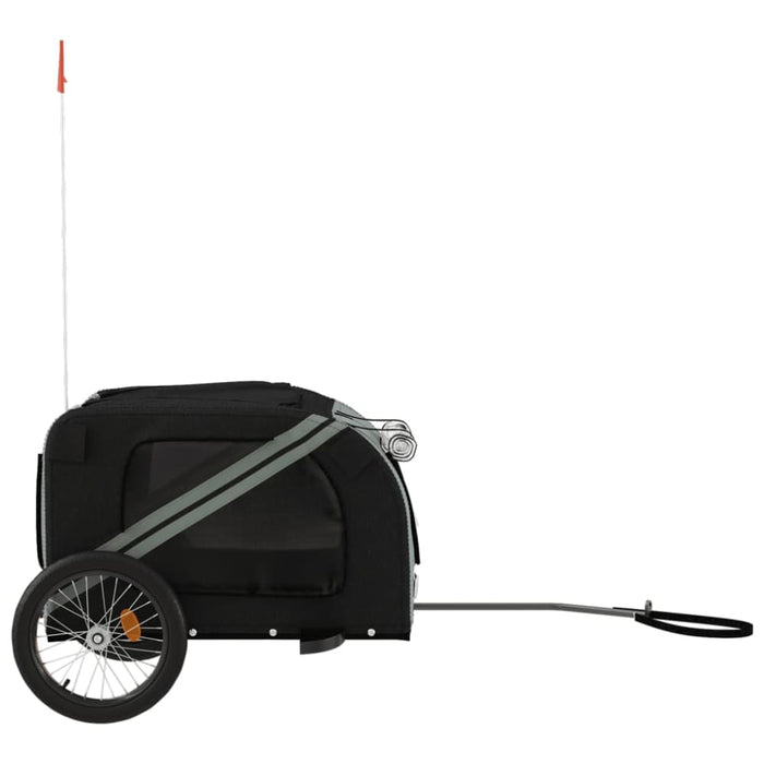 Dog Bike Trailer Black and Grey Oxford Fabric Iron Ktnno