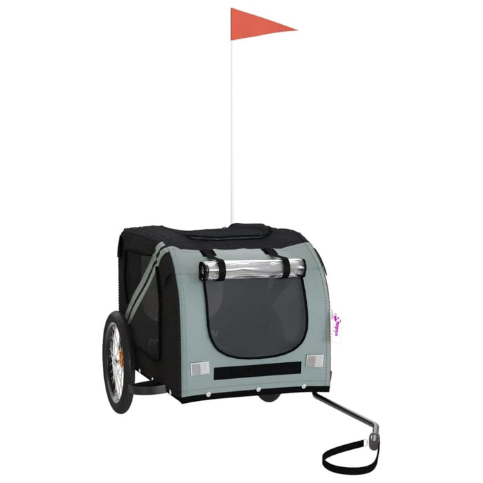 Dog Bike Trailer Black and Grey Oxford Fabric Iron Ktnno