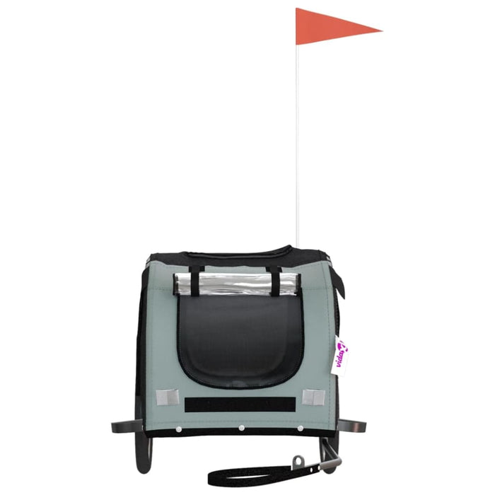 Dog Bike Trailer Black and Grey Oxford Fabric Iron Ktnno