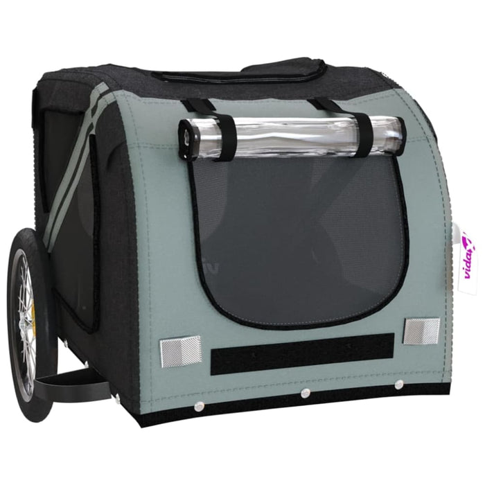 Dog Bike Trailer Black and Grey Oxford Fabric Iron Ktnno
