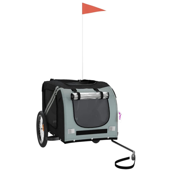 Dog Bike Trailer Black and Grey Oxford Fabric Iron Ktnno