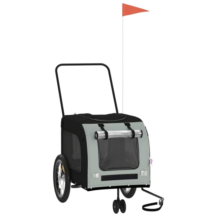 Dog Bike Trailer Black and Grey Oxford Fabric Iron Ktnpt