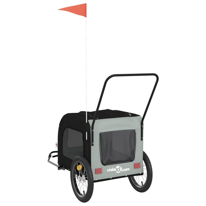 Dog Bike Trailer Black and Grey Oxford Fabric Iron Ktnpt