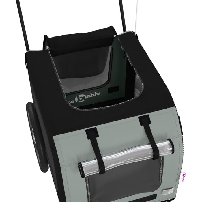 Dog Bike Trailer Black and Grey Oxford Fabric Iron Ktnpt