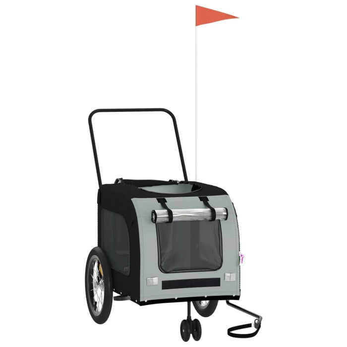Dog Bike Trailer Black and Grey Oxford Fabric Iron Ktnpt