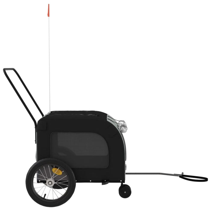 Dog Bike Trailer Black and Grey Oxford Fabric Iron Ktnpt