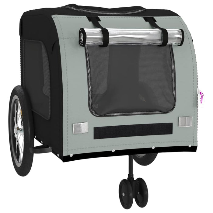 Dog Bike Trailer Black and Grey Oxford Fabric Iron Ktnpt