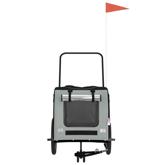 Dog Bike Trailer Black and Grey Oxford Fabric Iron Ktnpt