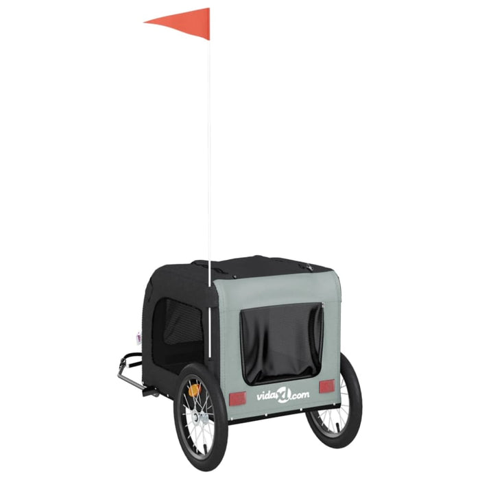 Dog Bike Trailer Black and Grey Oxford Fabric Iron Ktntx