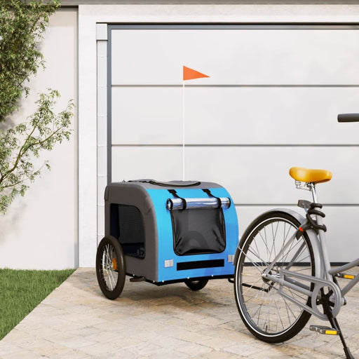 Dog Bike Trailer Blue and Grey Oxford Fabric Iron Ktnao