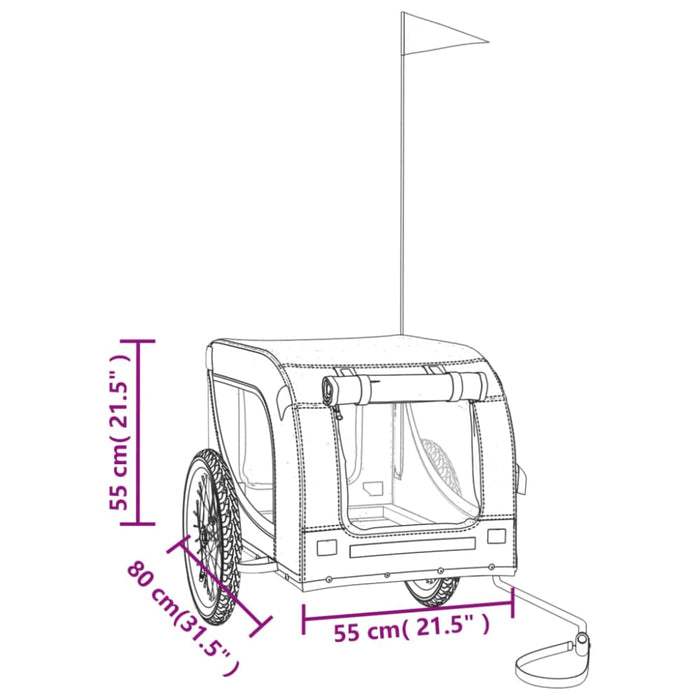Dog Bike Trailer Grey and Black Oxford Fabric Iron Kabbi