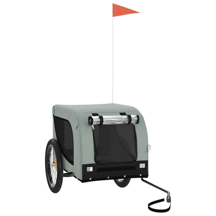 Dog Bike Trailer Grey and Black Oxford Fabric Iron Kabbi