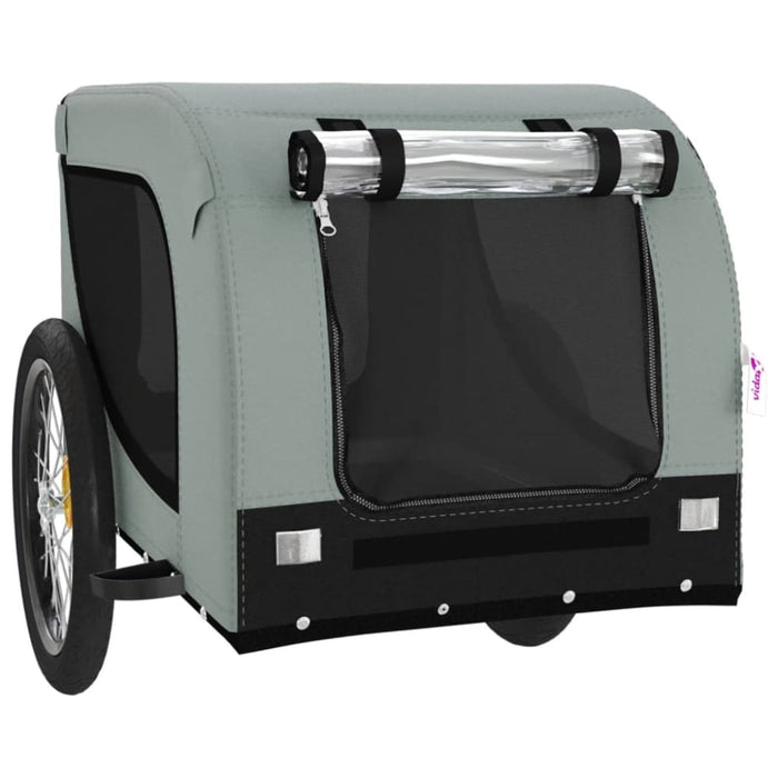 Dog Bike Trailer Grey and Black Oxford Fabric Iron Kabbi