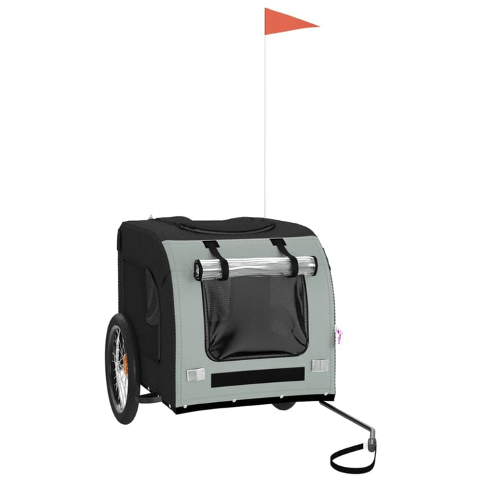 Dog Bike Trailer Grey and Black Oxford Fabric Iron Ktntk