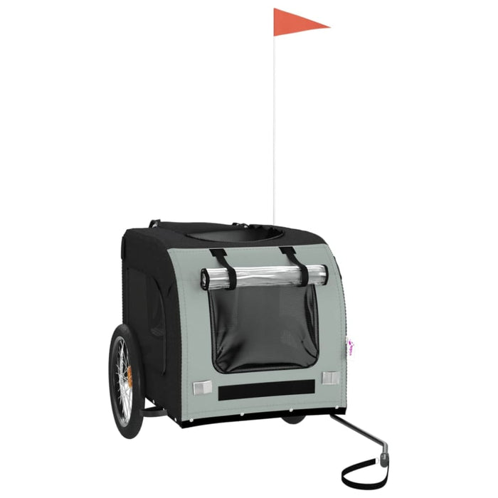 Dog Bike Trailer Grey and Black Oxford Fabric Iron Ktntk