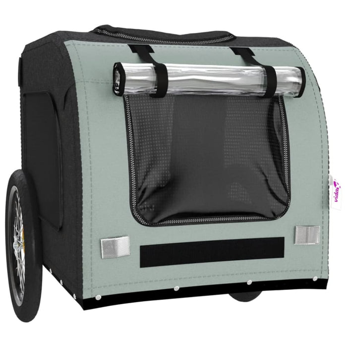 Dog Bike Trailer Grey and Black Oxford Fabric Iron Ktntk