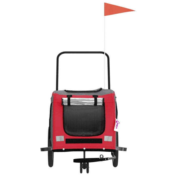 Dog Bike Trailer Red and Grey Oxford Fabric Iron Ktkbo