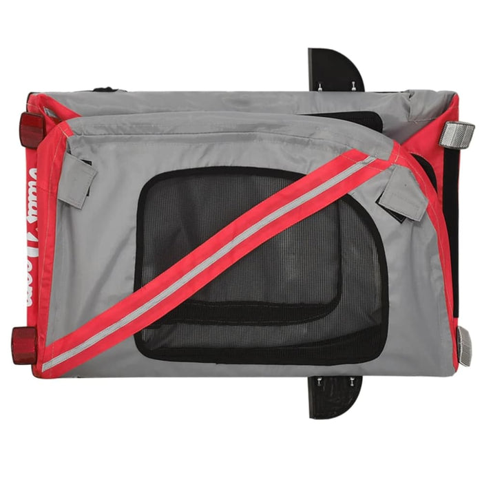 Dog Bike Trailer Red and Grey Oxford Fabric Iron Ktkbo