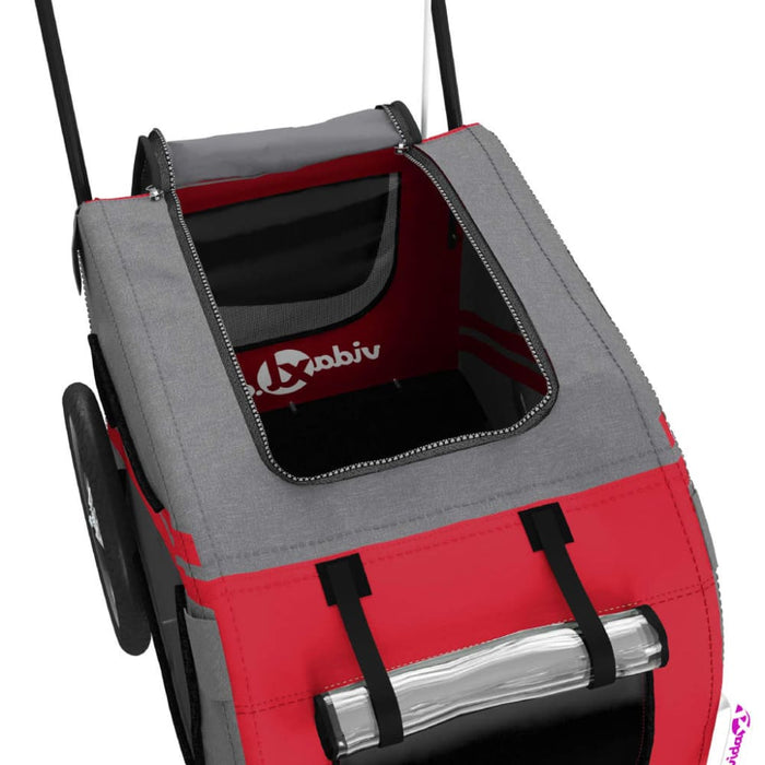 Dog Bike Trailer Red and Grey Oxford Fabric Iron Ktkbo