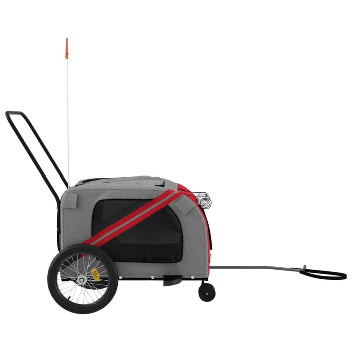 Dog Bike Trailer Red and Grey Oxford Fabric Iron Ktkbo