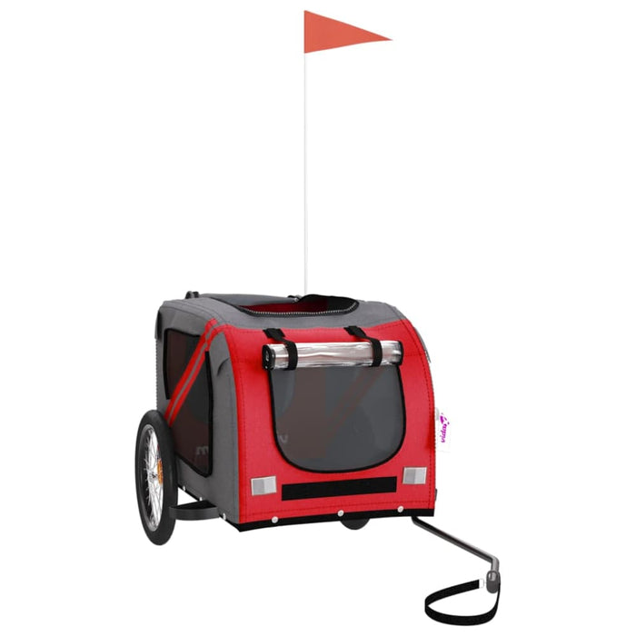 Dog Bike Trailer Red and Grey Oxford Fabric Iron Ktnnb