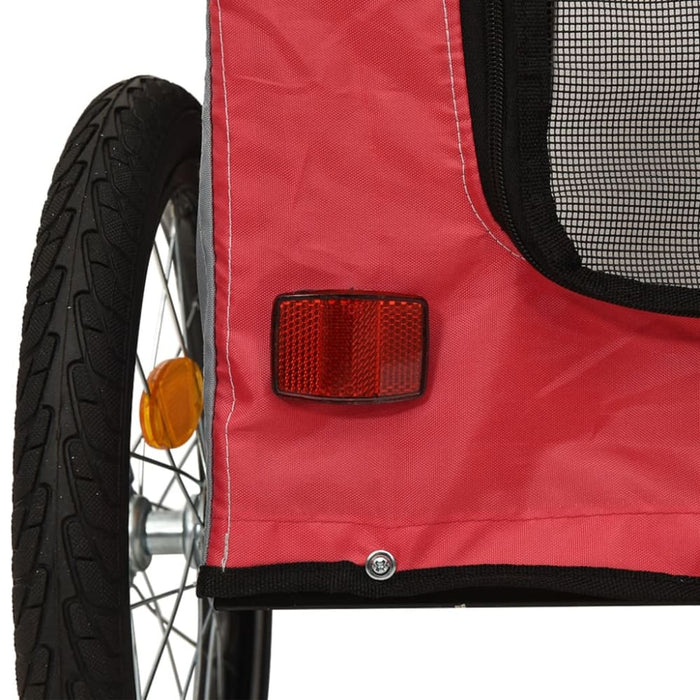 Dog Bike Trailer Red and Grey Oxford Fabric Iron Ktnto