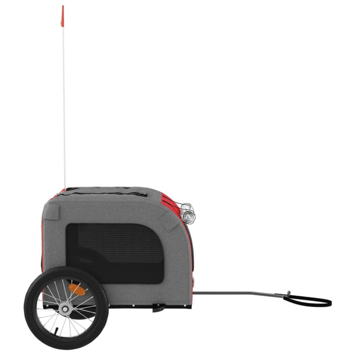Dog Bike Trailer Red and Grey Oxford Fabric Iron Ktnto