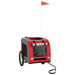 Dog Bike Trailer Red and Grey Oxford Fabric Iron Ktnto