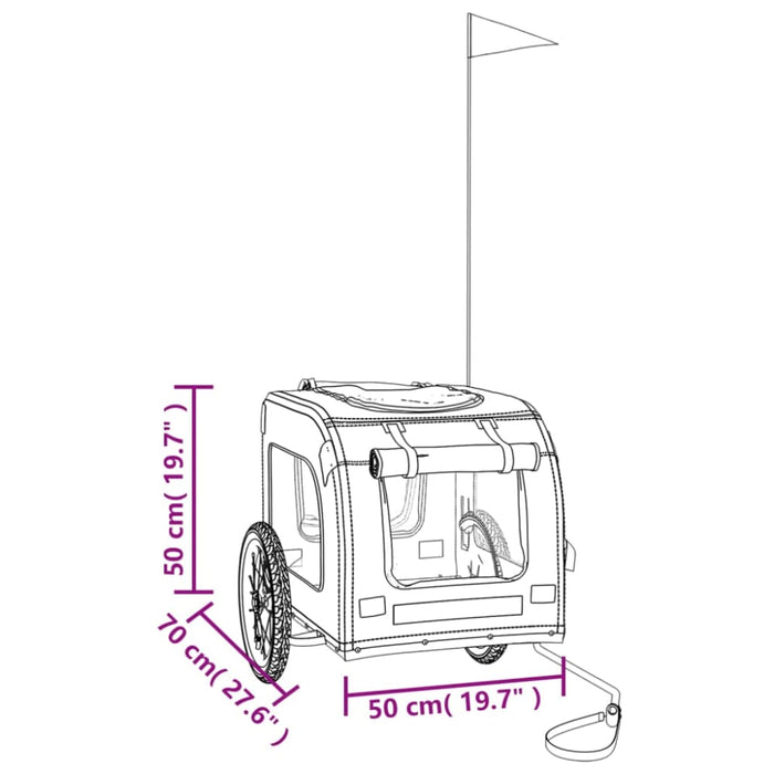 Dog Bike Trailer Red and Grey Oxford Fabric Iron Ktnto