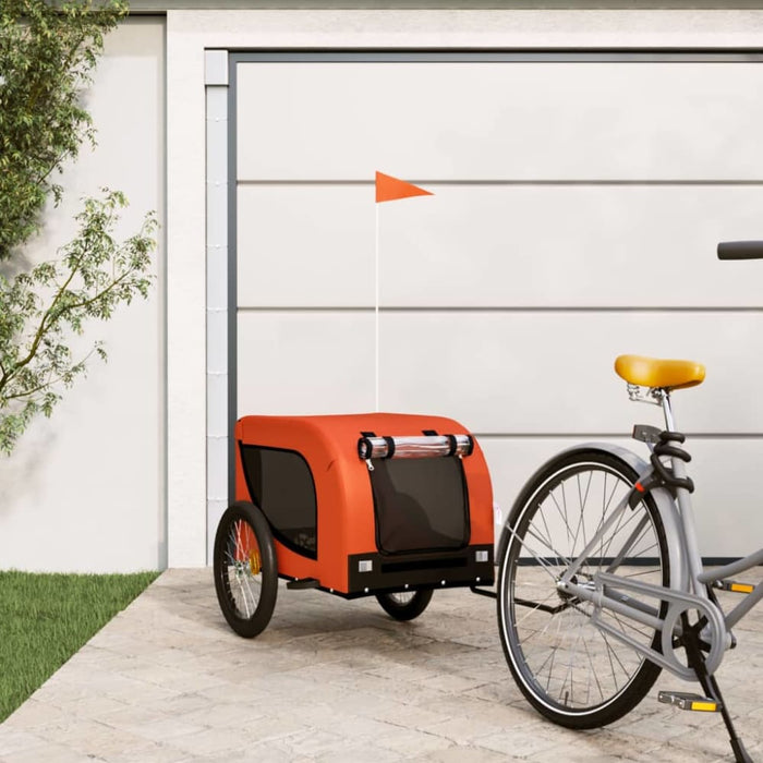 Dog Bike Trailer Orange and Black Oxford Fabric Iron Kabbp