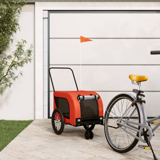 Dog Bike Trailer Orange And Black Oxford Fabric Iron Kabok