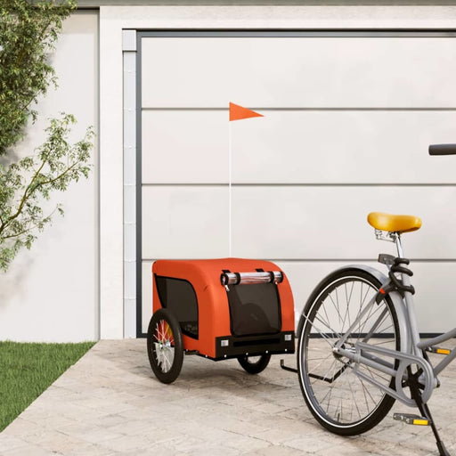 Dog Bike Trailer Orange And Black Oxford Fabric Iron Ktkkn