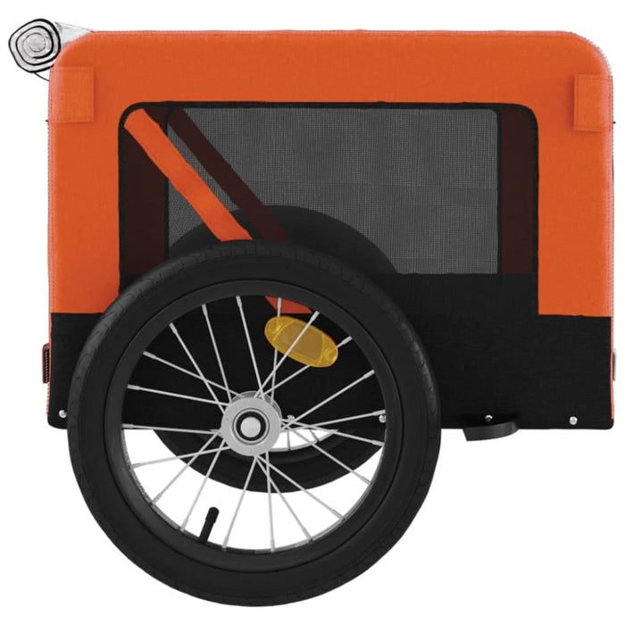 Dog Bike Trailer Orange And Black Oxford Fabric Iron Ktkoa