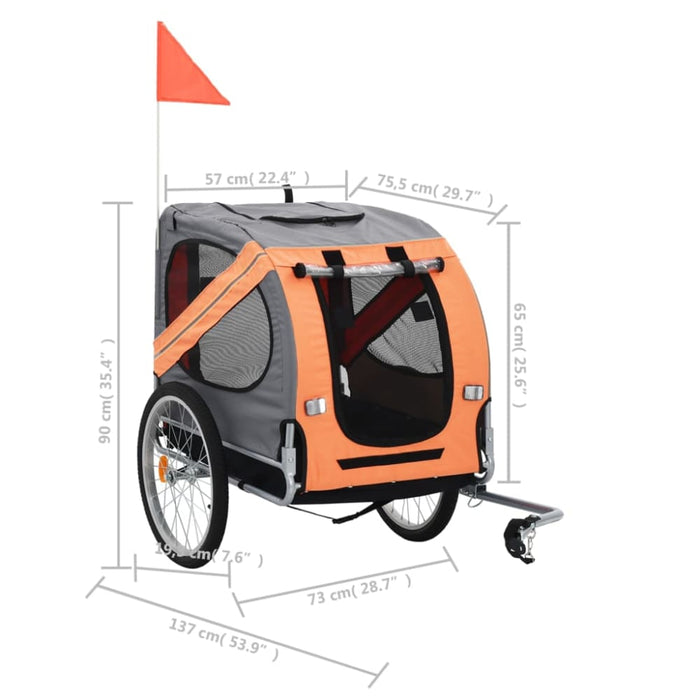 Dog Bike Trailer Orange And Grey Koila