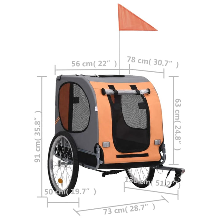 Dog Bike Trailer Orange And Grey Koili