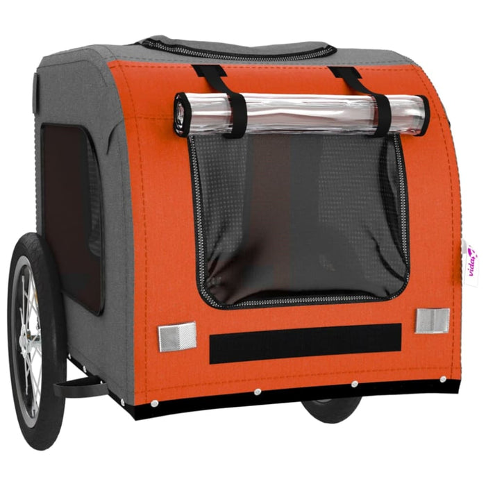 Dog Bike Trailer Orange and Grey Oxford Fabric Iron Ktntb