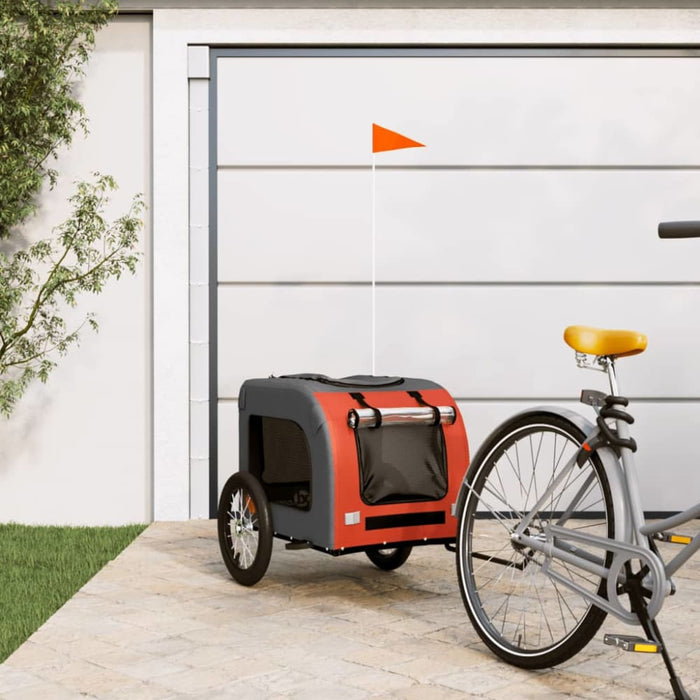 Dog Bike Trailer Orange and Grey Oxford Fabric Iron Ktntb