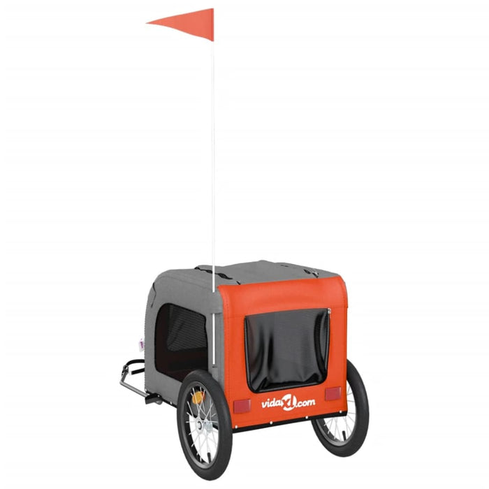 Dog Bike Trailer Orange and Grey Oxford Fabric Iron Ktntb