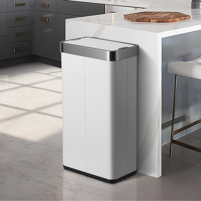 75L Motion Sensor Bin Stainless Steel Automatic Rubbish Trash Can White