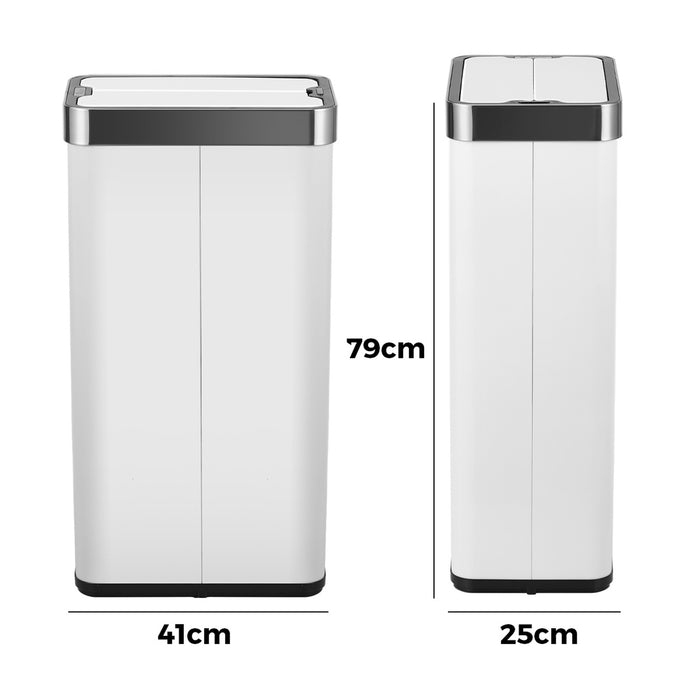 75L Motion Sensor Bin Stainless Steel Automatic Rubbish Trash Can White
