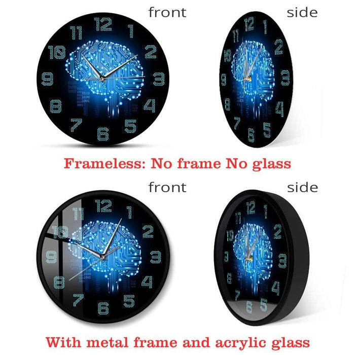 Binary Code Art Intelligence Brain Wall Clock Silent