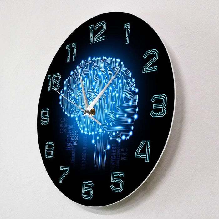 Binary Code Art Intelligence Brain Wall Clock Silent
