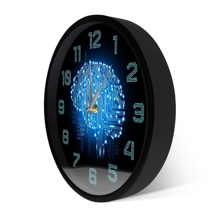 Binary Code Art Intelligence Brain Wall Clock Silent