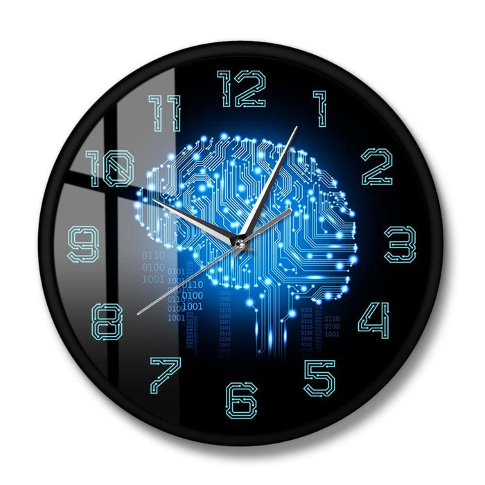 Binary Code Art Intelligence Brain Wall Clock Silent