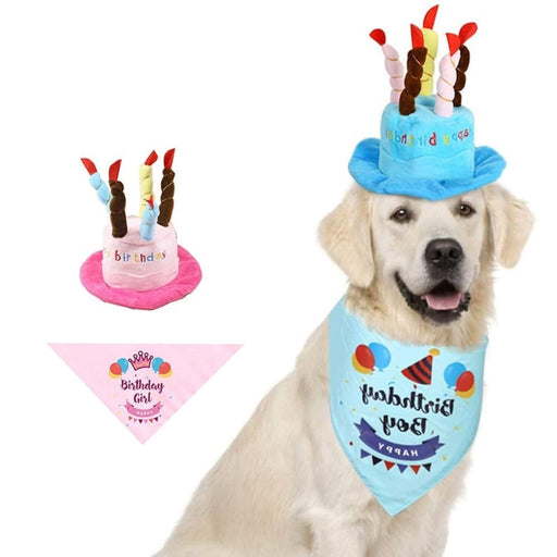 Birthday Bandana Scarf Candle Hat Set For Boy Girl Dog